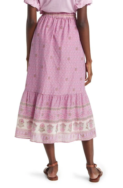 Shop Xirena Taryn Cotton & Silk Midi Skirt In Pink Posey