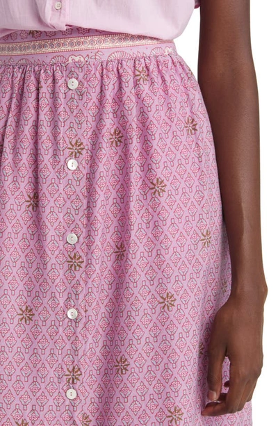 Shop Xirena Xírena Taryn Cotton & Silk Midi Skirt In Pink Posey