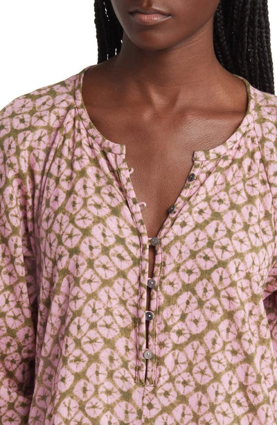Shop Xirena Tabitha Print Long Sleeve Cotton Maxi Dress In Fig Shell