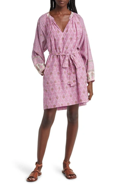 Shop Xirena Xírena Hart Long Sleeve Belted Cotton & Silk Dress In Pink Posey
