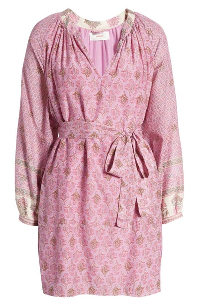 Shop Xirena Hart Long Sleeve Belted Cotton & Silk Dress In Pink Posey
