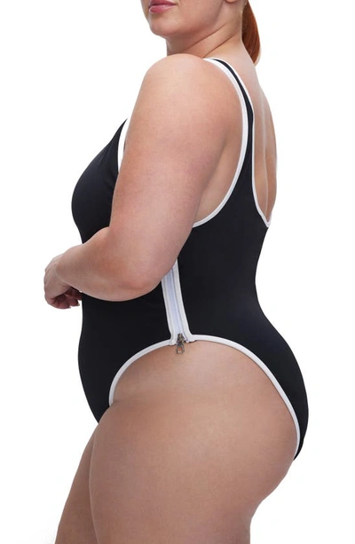 Shop Good American Varsity Layout One-piece Swimsuit In Black001