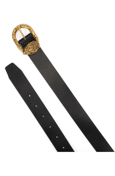 Shop Kurt Geiger Jewel Buckle Leather Belt In Black