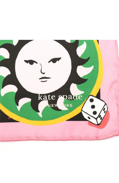 Shop Kate Spade Fortune Spinner Square Silk Scarf In Pink Multi