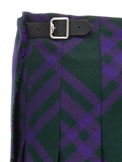 Burberry Check Print Kilt With Belted Detail In Multicolor