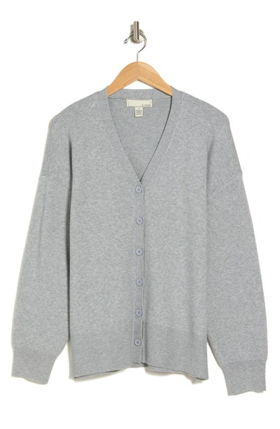 Shop By Design Cher V-neck Button Front Cardigan In Light Heather Grey