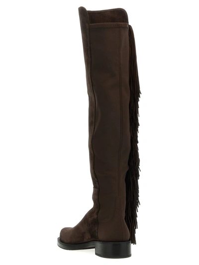 Shop Stuart Weitzman '5050 Bold Fringe' Boots In Brown