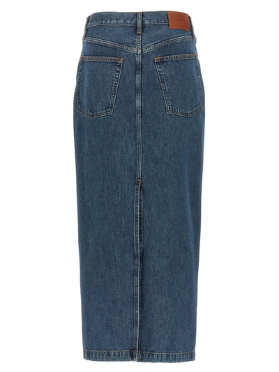 Shop Wardrobe.nyc 'column' Denim Skirt In Blue