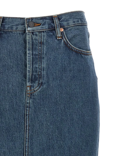 Shop Wardrobe.nyc 'column' Denim Skirt In Blue