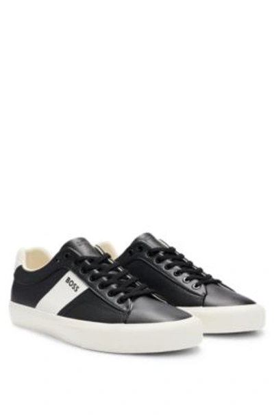 Shop Hugo Boss Cupsole Trainers With Contrast Band In Black