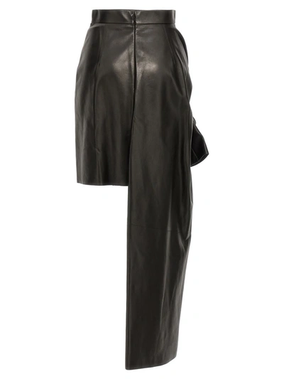 Shop Alexander Mcqueen Maxi Bow Leather Skirt In Black