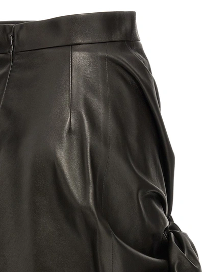 Shop Alexander Mcqueen Maxi Bow Leather Skirt In Black