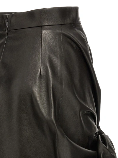 Alexander Mcqueen Bow-detailed Asymmetric Leather Skirt In Black