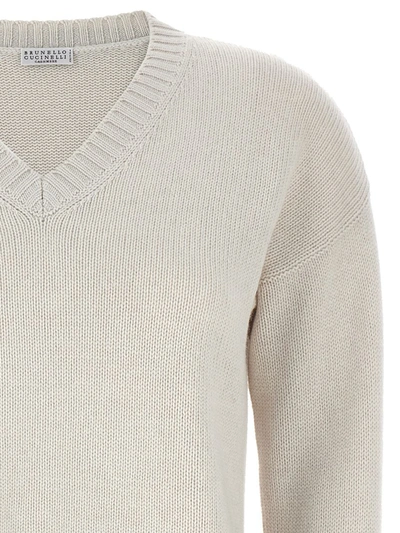 Shop Brunello Cucinelli V-neck Sweater In White