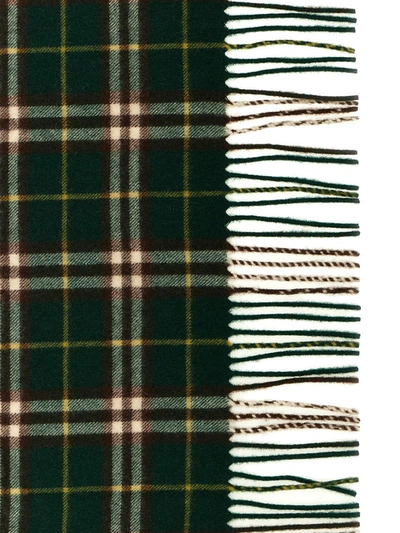 Shop Burberry Check Scarf In Green
