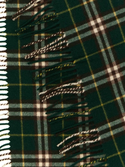 Shop Burberry Check Scarf In Green