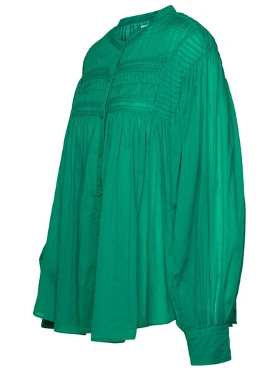 Shop Isabel Marant Étoile 'plalia' Emerald Green Cotton Shirt