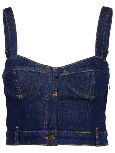 Shop Moschino Jeans Blue Cotton Top
