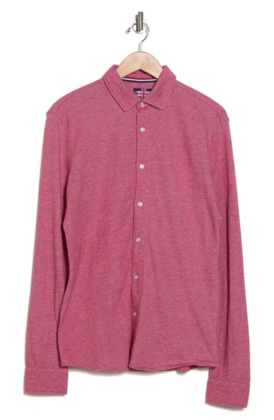 Shop Soul Of London Jersey Knit Dress Shirt In Burgundy