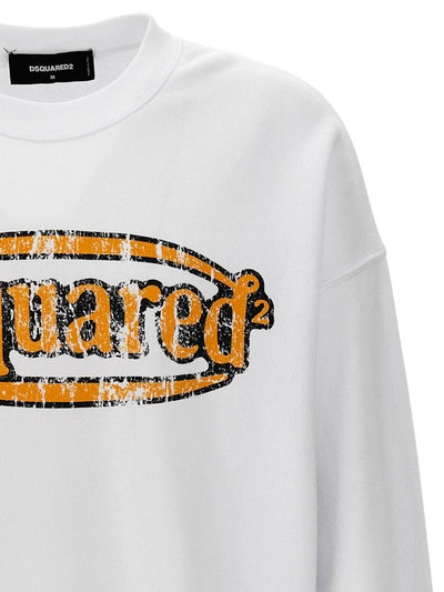 Dsquared2 Crew Neck Logo Sweatshirt In White