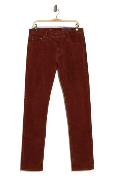 Shop Ag Tellis Slim Fit Corduroy Pants In Sulfur Rich Crimson