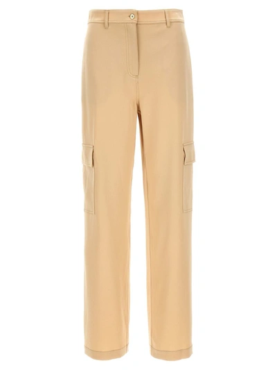 Shop Michael Kors Satin Cargo Pants In Beige