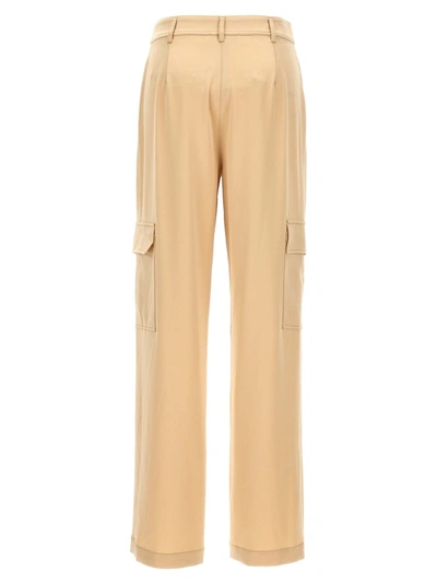 Shop Michael Kors Satin Cargo Pants In Beige