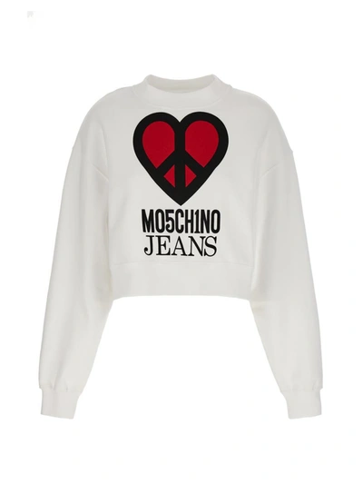 Shop Mo5ch1no Jeans Logo Sweatshirt In White
