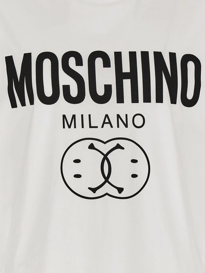 Shop Moschino 'double Smile' T-shirt In White/black