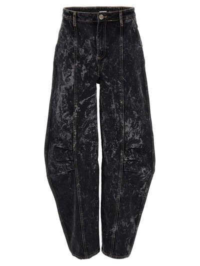 Shop Rotate Birger Christensen Rotate 'washed Twill Wide' Jeans In Black
