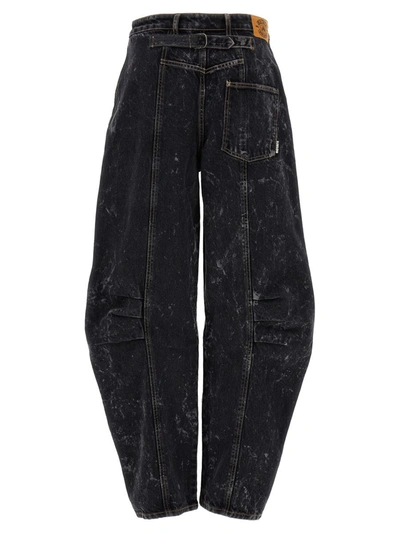 Shop Rotate Birger Christensen Rotate 'washed Twill Wide' Jeans In Black