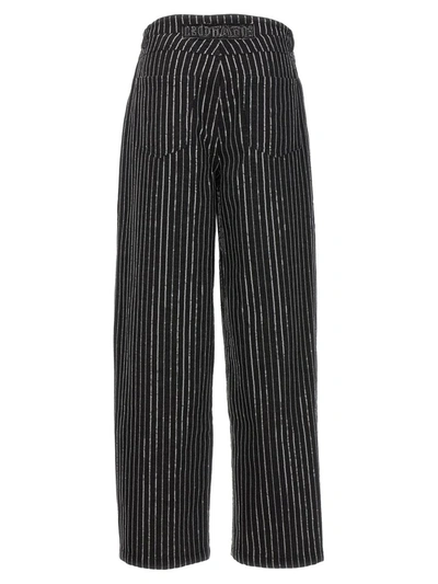 Shop Rotate Birger Christensen Rotate Sequin Pinstripe Jeans In Black
