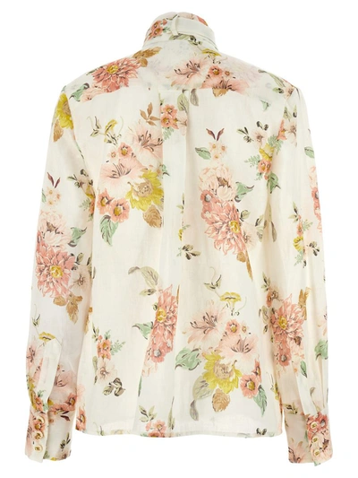 Shop Zimmermann Floral Bow Shirt In Multicolor