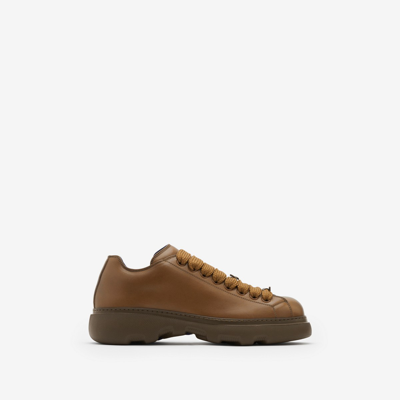 Shop Burberry Leather Ranger Shoes In Wood