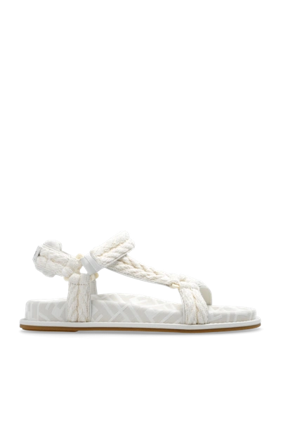 Shop Fendi White Monogrammed Sandals In New