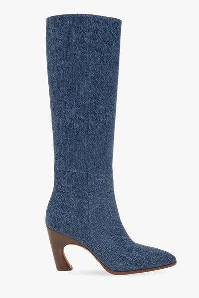 Shop Chloé Blue ‘oli' Heeled Boots In New