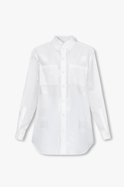 Shop Burberry White Shirt With Logo In New