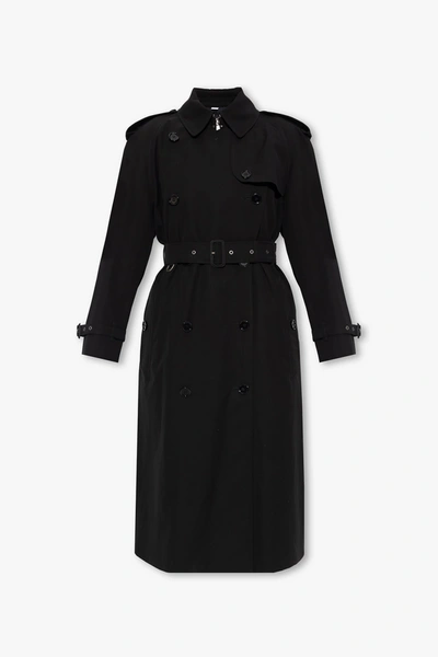 Shop Burberry Black Cotton Trench Coat In New