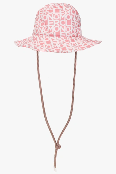 Shop Moncler Pink Bucket Hat With Monogram In New