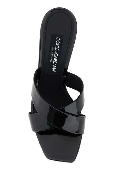 Dolce & Gabbana 75 Patent Leather Dg Heel Mules
