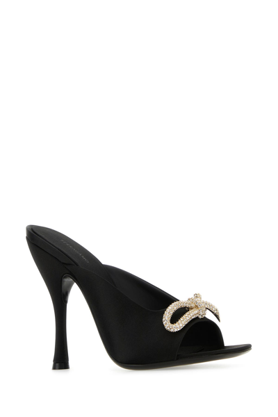 Ferragamo Elegant Satin Flats With 10.5 Cm Heel For Women In Black