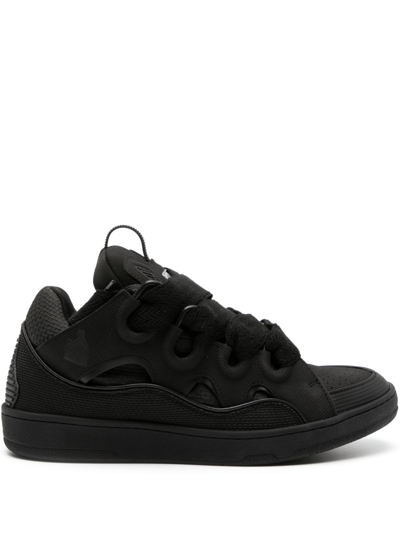 Shop Lanvin Black Curb Panelled Sneakers