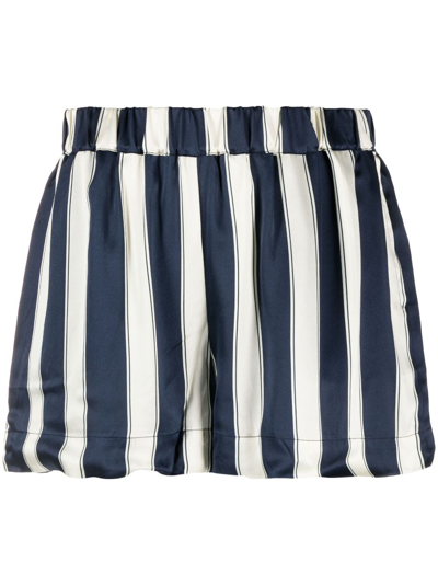 Shop Asceno Navy London Striped Silk Shorts - Women's - Silk In Blue
