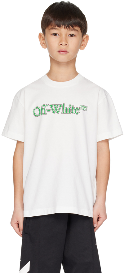 Shop Off-white Kids White Big Bookish T-shirt In White Green