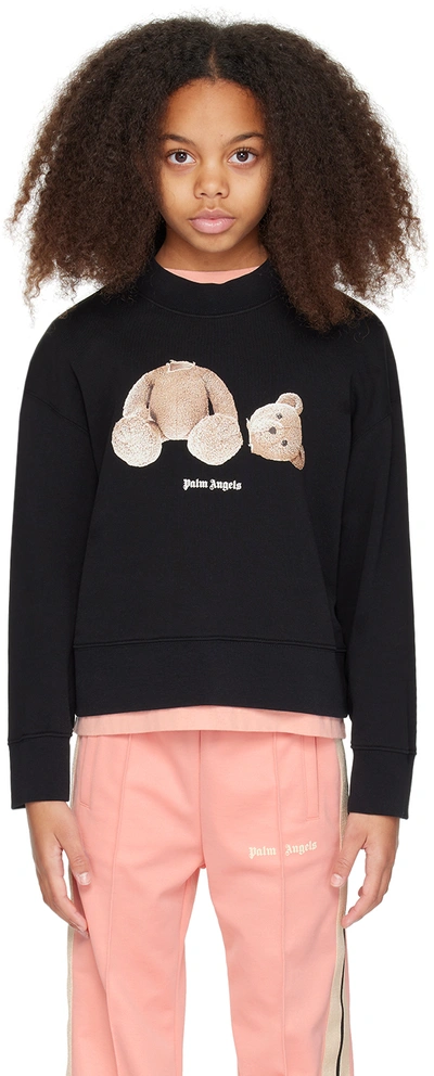 Shop Palm Angels Kids Black Bear Sweatshirt In Black Brown