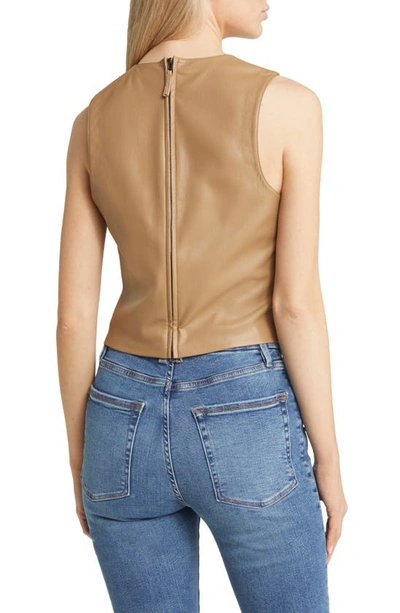 Shop Good American Better Than Leather Faux Leather Tank In Warm Caramel003