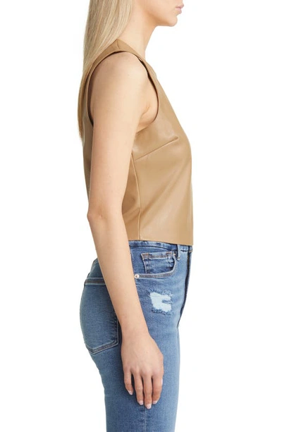 Shop Good American Better Than Leather Faux Leather Tank In Warm Caramel003