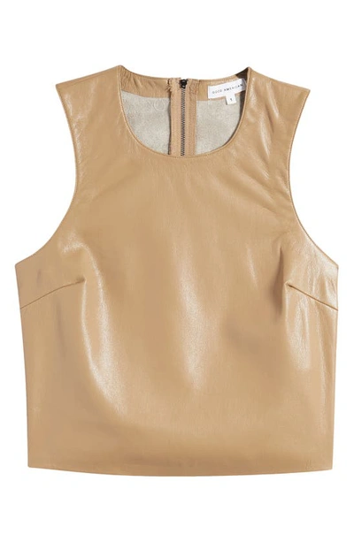 Good American Better Than Leather Faux Leather Tank In Warm Caramel003