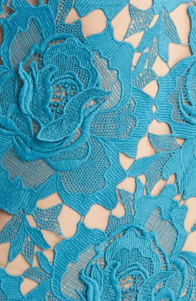Adelyn Rae Wanda Floral Lace Puff Sleeve Dress In Teal