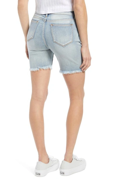 Shop Vigoss Ace Ripped High Waist Denim Bermuda Shorts In Light Wash